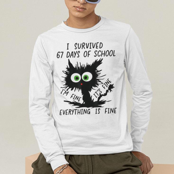 I Survived 67 Days Of School Teachers Students Humor Men's Long Sleeve T-Shirt, funny gift I Survived 67 Days Of School Teachers Students Humor Men's Long Sleeve T-Shirt, funny gift
