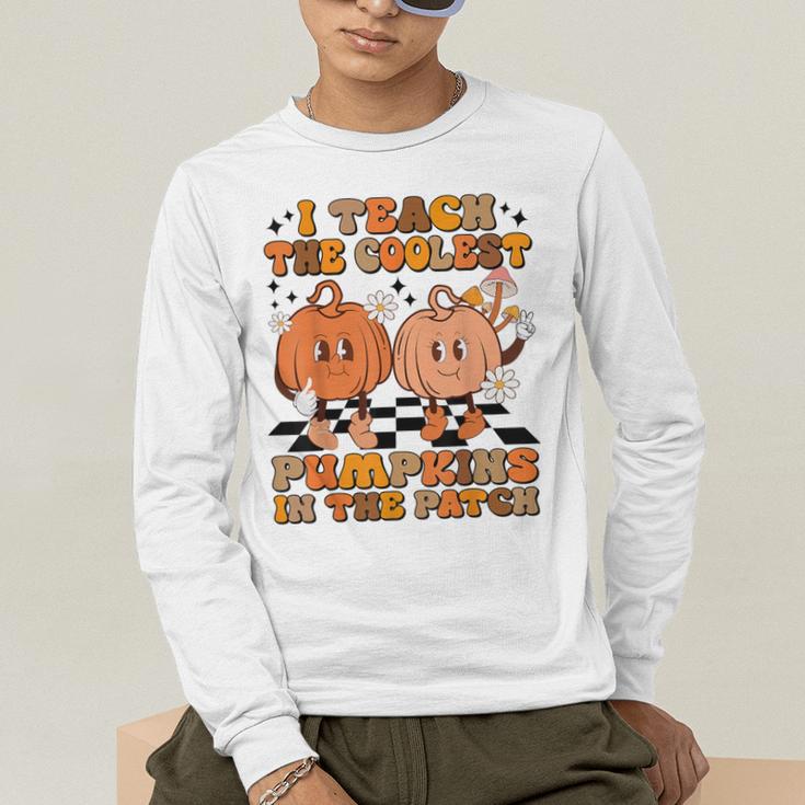I Teach The Coolest Pumpkins In The Patch Teacher Halloween Men's Long Sleeve T-Shirt, funny gift I Teach The Coolest Pumpkins In The Patch Teacher Halloween Men's Long Sleeve T-Shirt, funny gift