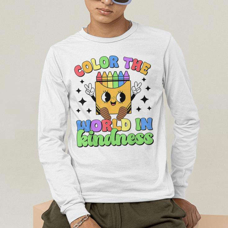 Teacher Back To School Color In Kindness Crayon Pencil Men's Long Sleeve T-Shirt, funny gift