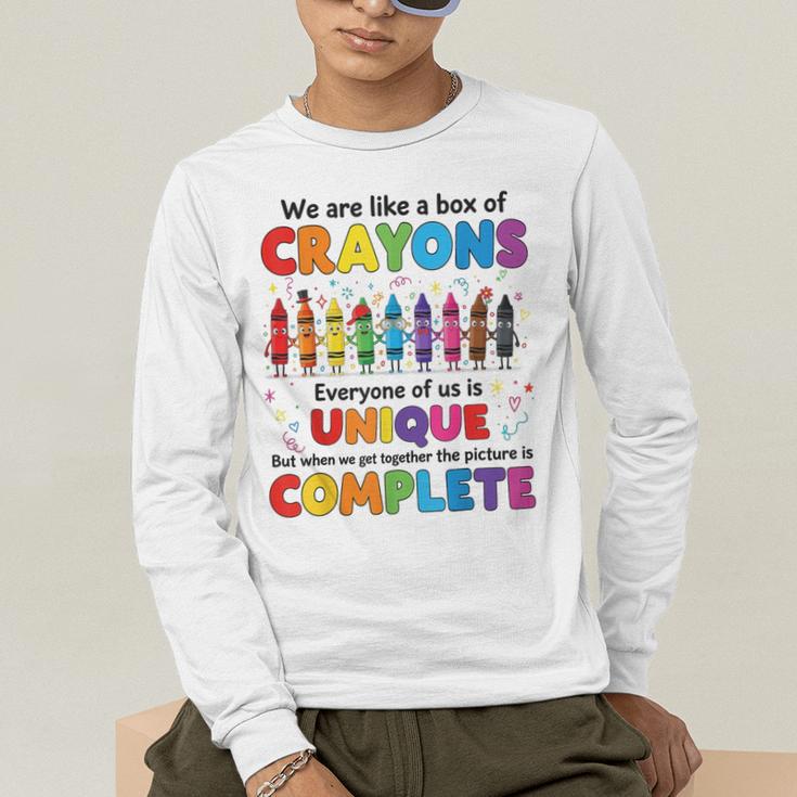 Teacher We Are Like a Box Of Crayons Back To School Men's Long Sleeve T-Shirt, funny gift Teacher We Are Like a Box Of Crayons Back To School Men's Long Sleeve T-Shirt, funny gift