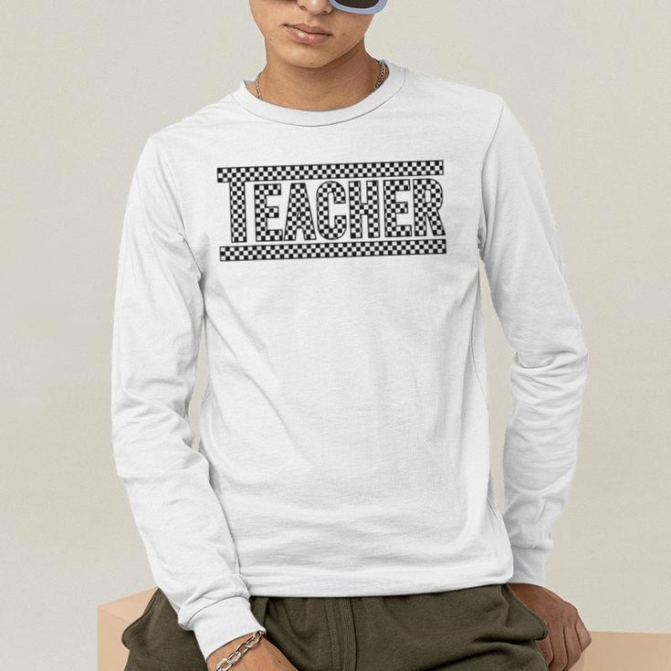Teacher Checkered Racing Teacher Appreciation Men Women Men's Long Sleeve T-Shirt, funny gift