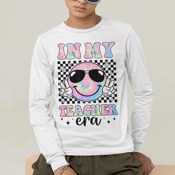 In My Teacher Era Groovy Tie Dye Back To School Cute Teacher Men's Long Sleeve T-Shirt, funny gift