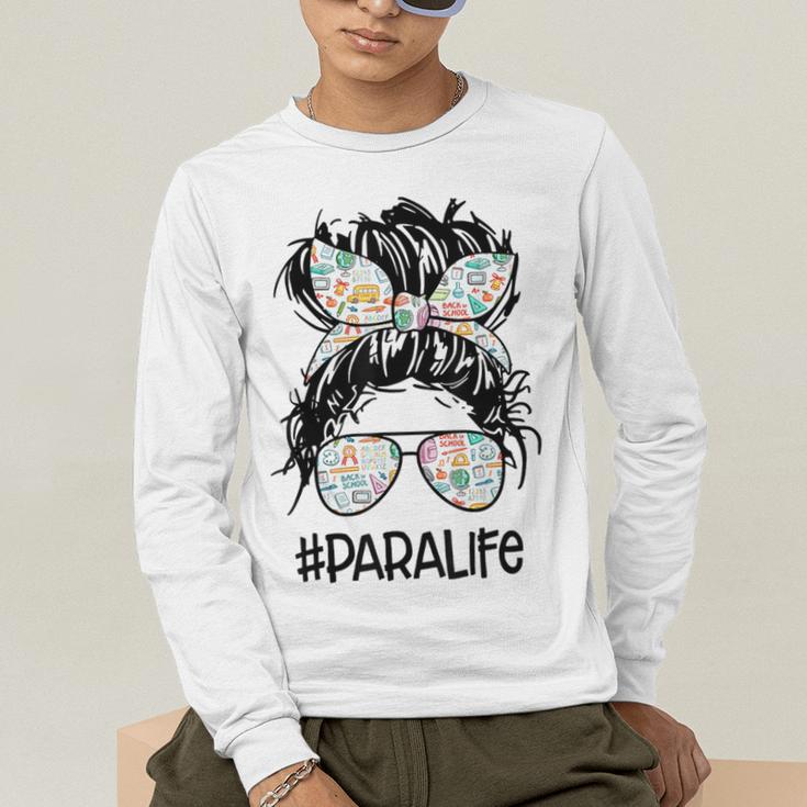 Teacher Para Life Tee Paraprofessional Cute Messy Bun Men's Long Sleeve T-Shirt, funny gift Teacher Para Life Tee Paraprofessional Cute Messy Bun Men's Long Sleeve T-Shirt, funny gift