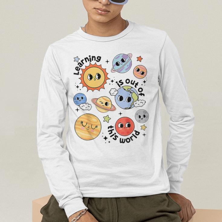 Teacher Space Science Learning Is Out Of World Solar System Men's Long Sleeve T-Shirt, funny gift Teacher Space Science Learning Is Out Of World Solar System Men's Long Sleeve T-Shirt, funny gift