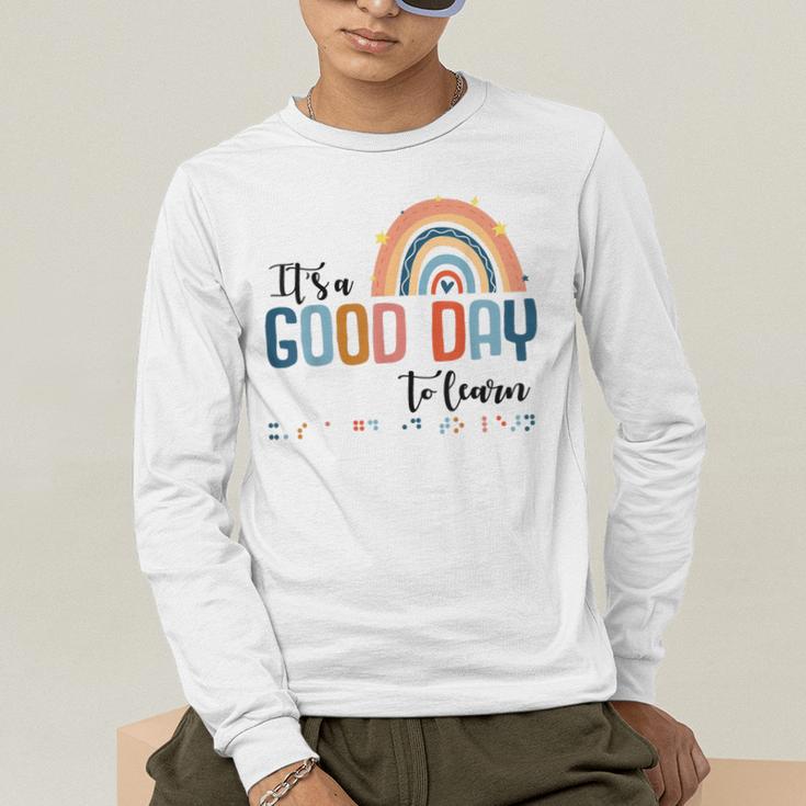 Teacher Of Visually Impaired Braille A Good Day To Learn Men's Long Sleeve T-Shirt, funny gift Teacher Of Visually Impaired Braille A Good Day To Learn Men's Long Sleeve T-Shirt, funny gift