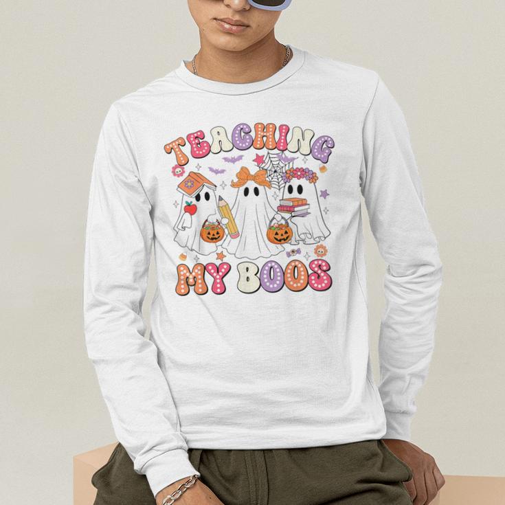Teaching My Boos Cute Spooky Ghost Teacher Halloween Women Men's Long Sleeve T-Shirt, funny gift