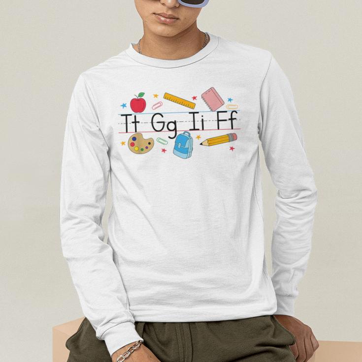 TGIF Teacher Alphabet Kindergarten Teacher Appreciation Men's Long Sleeve T-Shirt, funny gift TGIF Teacher Alphabet Kindergarten Teacher Appreciation Men's Long Sleeve T-Shirt, funny gift