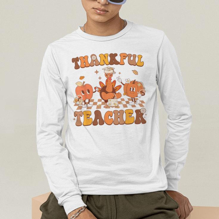 Thankful Teacher Retro Groovy Thanksgiving Fall Women Men Men's Long Sleeve T-Shirt, funny gift Thankful Teacher Retro Groovy Thanksgiving Fall Women Men Men's Long Sleeve T-Shirt, funny gift