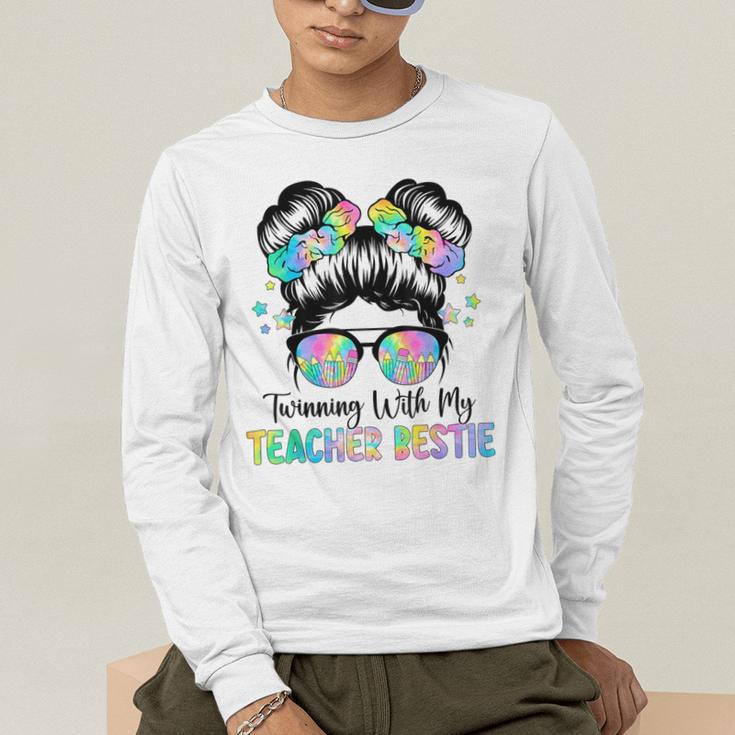 Twin Day Friends Teacher Twinning With My Bestie Men's Long Sleeve T-Shirt, funny gift