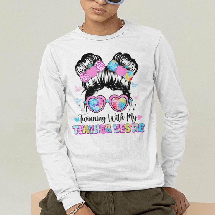 Twinning With My Teacher Bestie Twin Day Friends Teacher Men's Long Sleeve T-Shirt, funny gift Twinning With My Teacher Bestie Twin Day Friends Teacher Men's Long Sleeve T-Shirt, funny gift