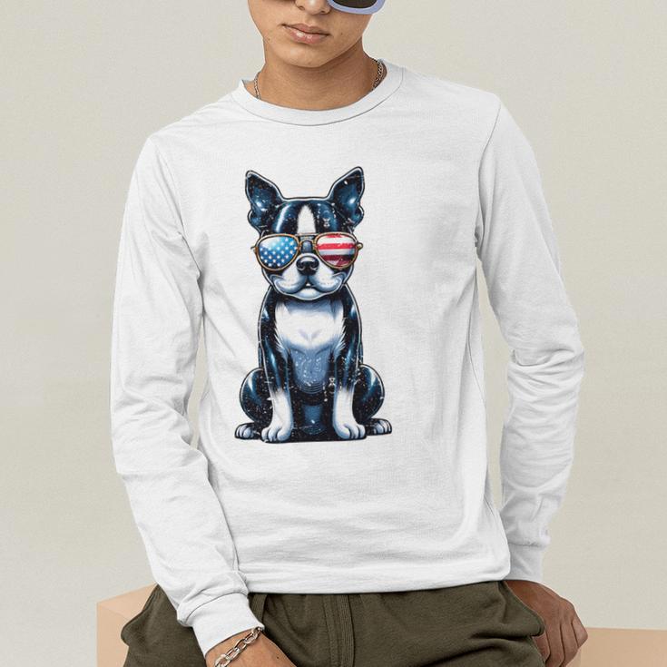 USA Flag Boston Terrier Best Dog Mom Ever 2025 Men's Long Sleeve T-Shirt, funny gift