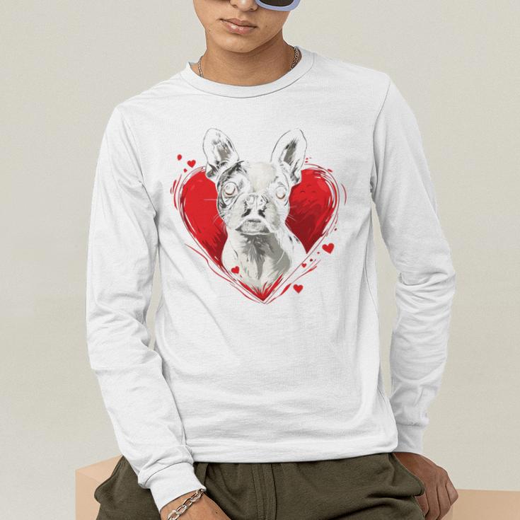 Valentine's Day Boston Terrier Dog Men's Long Sleeve T-Shirt, funny gift