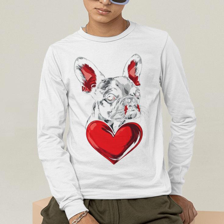 Valentine's Day Boston Terrier Dog Vector Men's Long Sleeve T-Shirt, funny gift