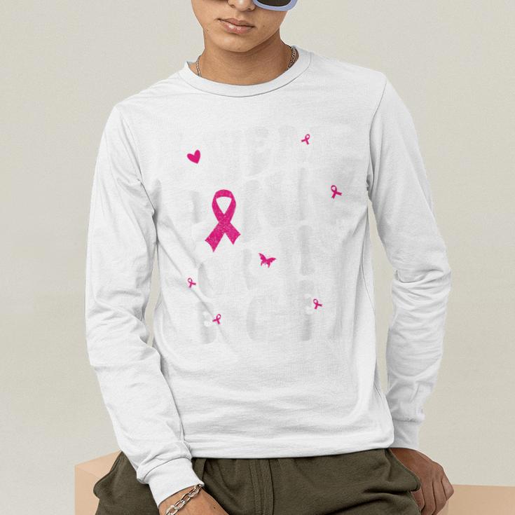 I Wear Pink For My Teacher Breast Cancer Awareness Support Men Women Men's Long Sleeve T-Shirt, funny gift