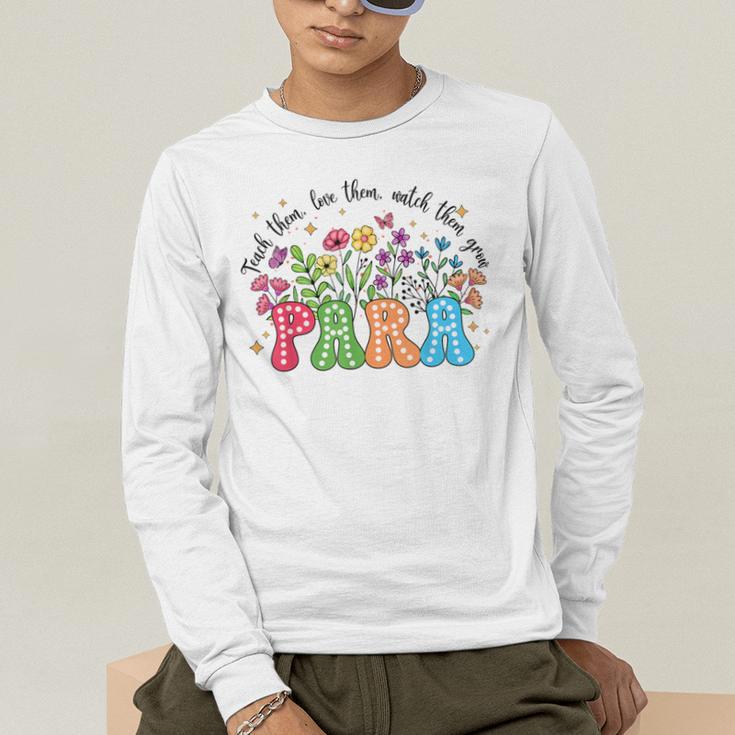 Wildflower Para Floral Paraprofessional Paraeducator Teacher Men's Long Sleeve T-Shirt, funny gift Wildflower Para Floral Paraprofessional Paraeducator Teacher Men's Long Sleeve T-Shirt, funny gift