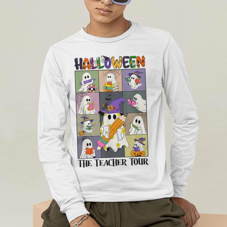 Women Halloween The Teacher Tour Ghosts Pencil Pumpkins Men's Long Sleeve T-Shirt, funny gift