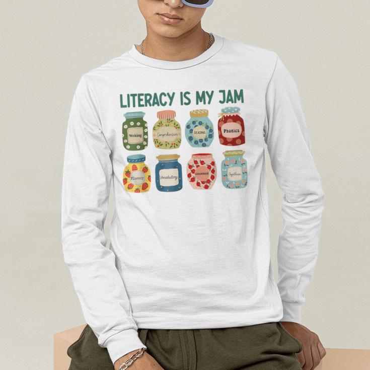 Women Literacy Is My Jam Literacy Teacher Reading Teacher Men's Long Sleeve T-Shirt, funny gift Women Literacy Is My Jam Literacy Teacher Reading Teacher Men's Long Sleeve T-Shirt, funny gift