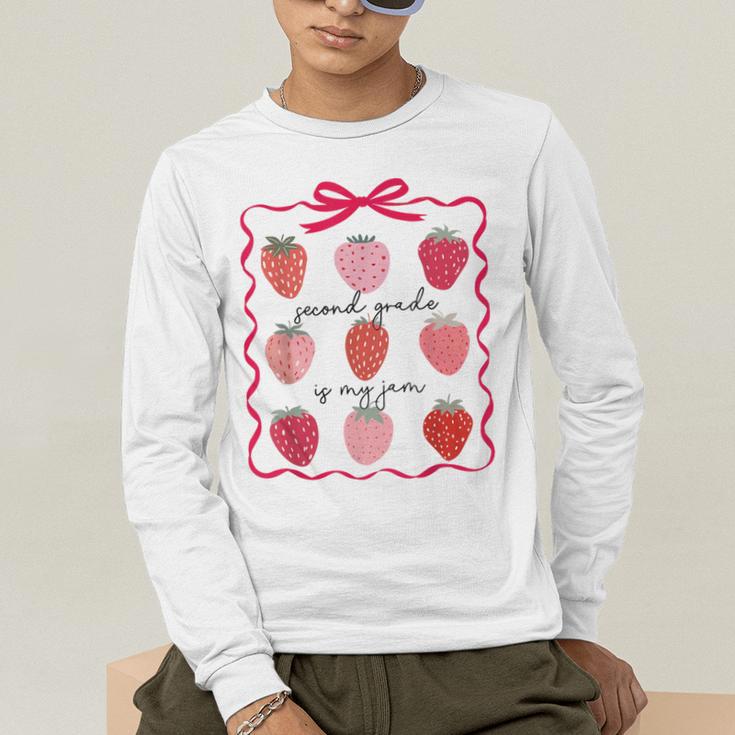 Women Second Grade Is My Jam Strawberry First Kids Teacher Men's Long Sleeve T-Shirt, funny gift Women Second Grade Is My Jam Strawberry First Kids Teacher Men's Long Sleeve T-Shirt, funny gift