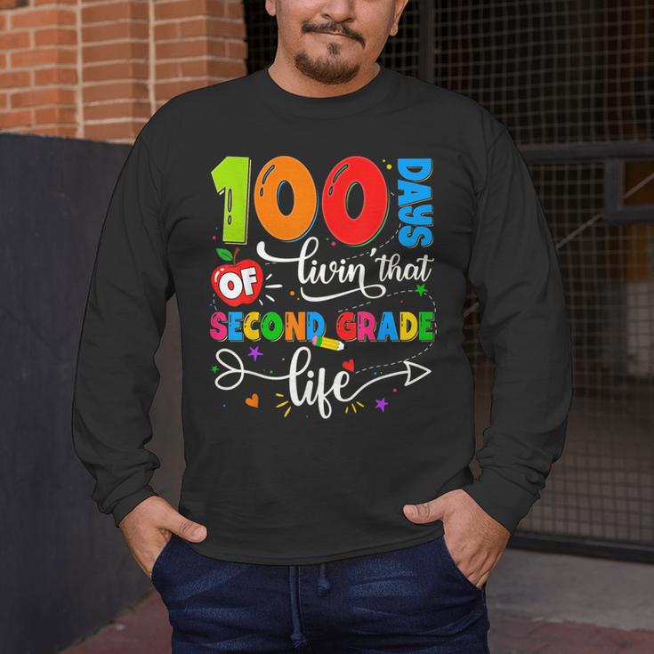 100 Days Of Living That 2nd Grade Life Boy Girl Teacher Men's Long Sleeve T-Shirt, funny design 100 Days Of Living That 2nd Grade Life Boy Girl Teacher Men's Long Sleeve T-Shirt, funny design
