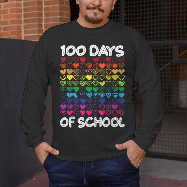 100 Days Of School Heart Love Teacher Or Student 100th Day Men's Long Sleeve T-Shirt, funny design 100 Days Of School Heart Love Teacher Or Student 100th Day Men's Long Sleeve T-Shirt, funny design