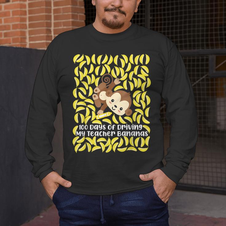 100th Day Of School Teacher Monkey Pun Banana For Men Women Girls Kids Men's Long Sleeve T-Shirt, funny design