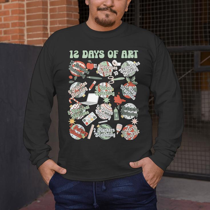 12 Days Of Art Teacher Christmas Artists Painter Educational Men's Long Sleeve T-Shirt, funny design 12 Days Of Art Teacher Christmas Artists Painter Educational Men's Long Sleeve T-Shirt, funny design