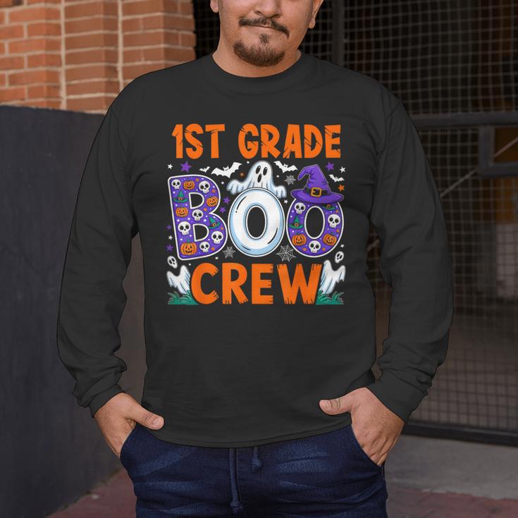 1st Grade Boo Crew First Grade Teacher Kids Happy Halloween Men's Long Sleeve T-Shirt, funny design