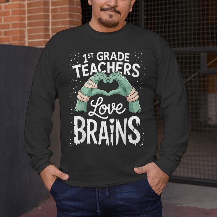 1st Grade Teachers Love Brains Shirt Halloween Teacher Men's Long Sleeve T-Shirt, funny design 1st Grade Teachers Love Brains Shirt Halloween Teacher Men's Long Sleeve T-Shirt, funny design