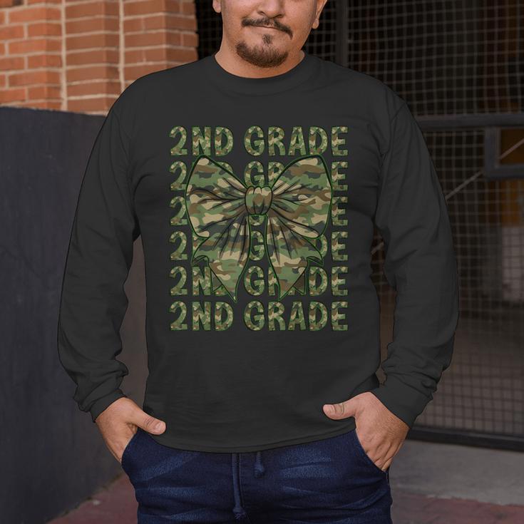 2nd Grade Teacher Student Camo Bow Back To School Men's Long Sleeve T-Shirt, funny design 2nd Grade Teacher Student Camo Bow Back To School Men's Long Sleeve T-Shirt, funny design
