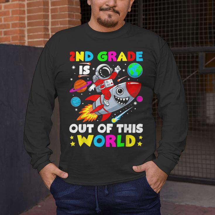 2nd Grade Is Out Of This World Space Rocket Planets Teacher Men's Long Sleeve T-Shirt, funny design 2nd Grade Is Out Of This World Space Rocket Planets Teacher Men's Long Sleeve T-Shirt, funny design