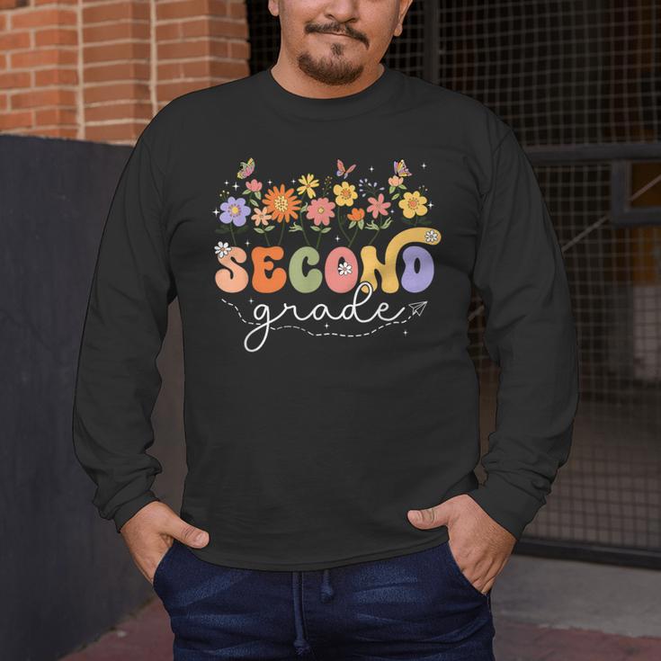 2nd Second Grade Teacher Wildflower Back To School Floral Men's Long Sleeve T-Shirt, funny design 2nd Second Grade Teacher Wildflower Back To School Floral Men's Long Sleeve T-Shirt, funny design