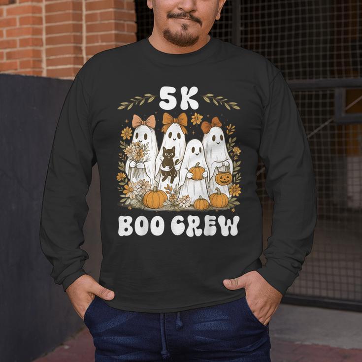 5K Boo Crew Halloween Teacher K5 Floral Ghost Trick Or Teach Men's Long Sleeve T-Shirt, funny design