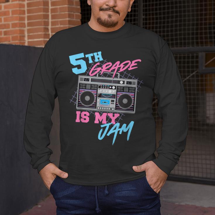 5th Grade Is My Jam Vintage 80s Boombox Teacher Student Men's Long Sleeve T-Shirt, funny design