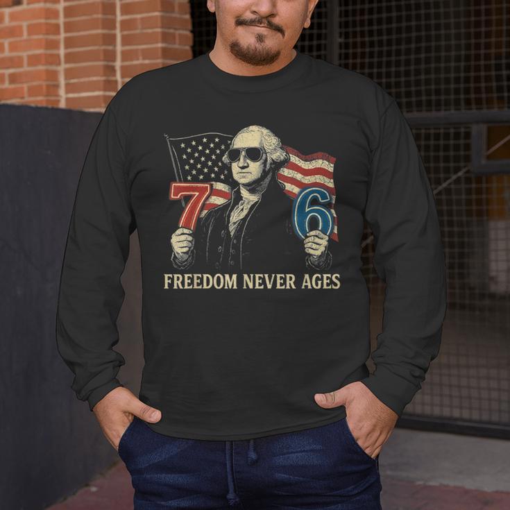 6-7 7-6 George Washington Freedom For Teachers Men's Long Sleeve T-Shirt, funny design