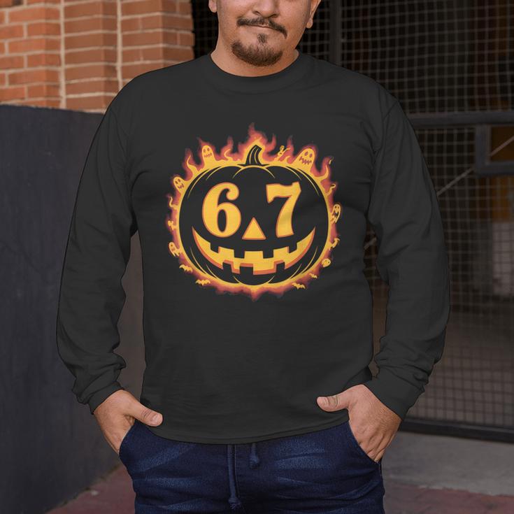 6 7 Meme Halloween Pumpkin Costume For Student Teacher Men's Long Sleeve T-Shirt, funny design 6 7 Meme Halloween Pumpkin Costume For Student Teacher Men's Long Sleeve T-Shirt, funny design