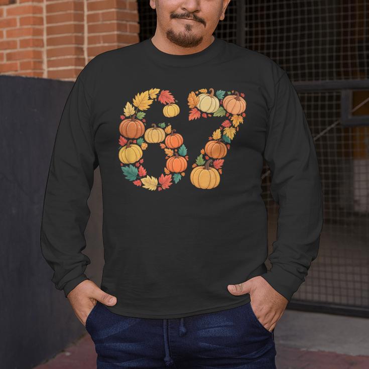67 6 7 Fall Leaves For Teachers 67 Teacher Men's Long Sleeve T-Shirt, funny design