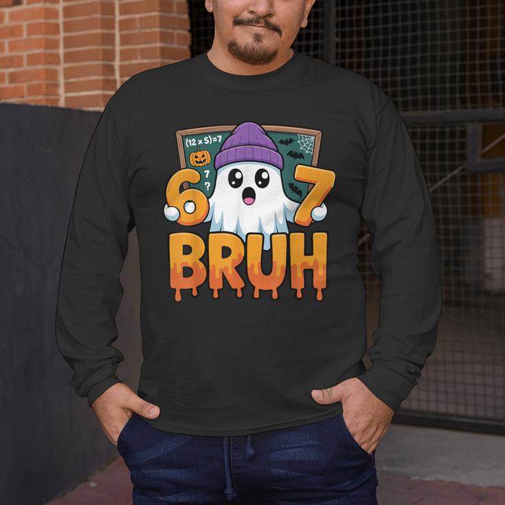 67 Teacher Ghost Six Seven Meme Math Equation Bruh Halloween Men's Long Sleeve T-Shirt, funny design