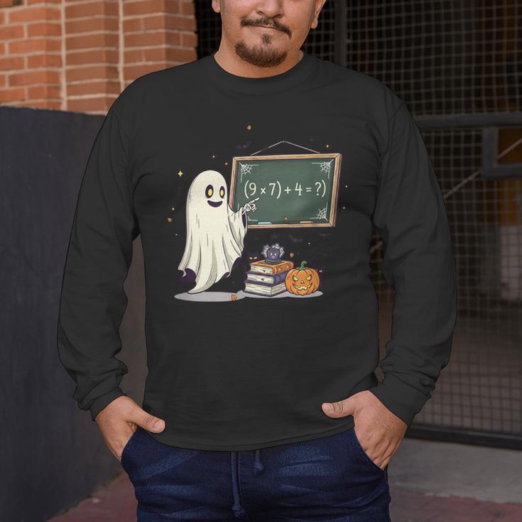 67 Teacher Halloween Ghost Six Seven Meme Math Joke Men's Long Sleeve T-Shirt, funny design