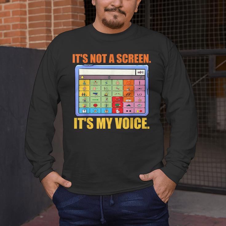 AAC Awareness AAC Teacher It's Not A Screen It's My Voice Men Women Men's Long Sleeve T-Shirt, funny design AAC Awareness AAC Teacher It's Not A Screen It's My Voice Men Women Men's Long Sleeve T-Shirt, funny design
