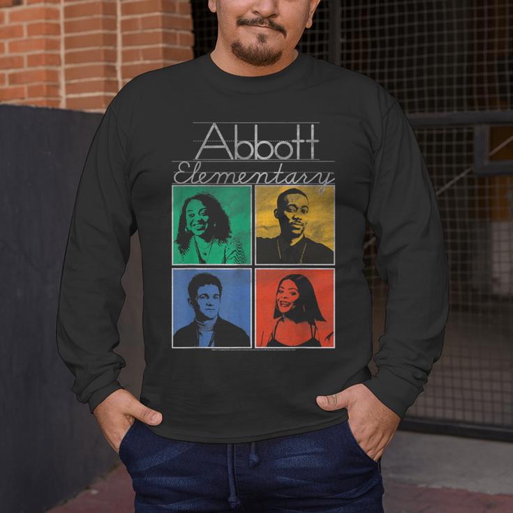 Abbott Elementary Colorful Pop Art Teachers TV Show Men's Long Sleeve T-Shirt, funny design
