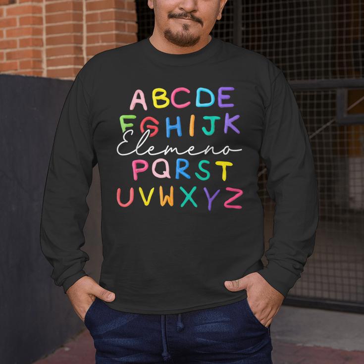 ABC Elemeno Kindergarten Teacher Boy Girl Kid Back To School Men's Long Sleeve T-Shirt, funny design ABC Elemeno Kindergarten Teacher Boy Girl Kid Back To School Men's Long Sleeve T-Shirt, funny design