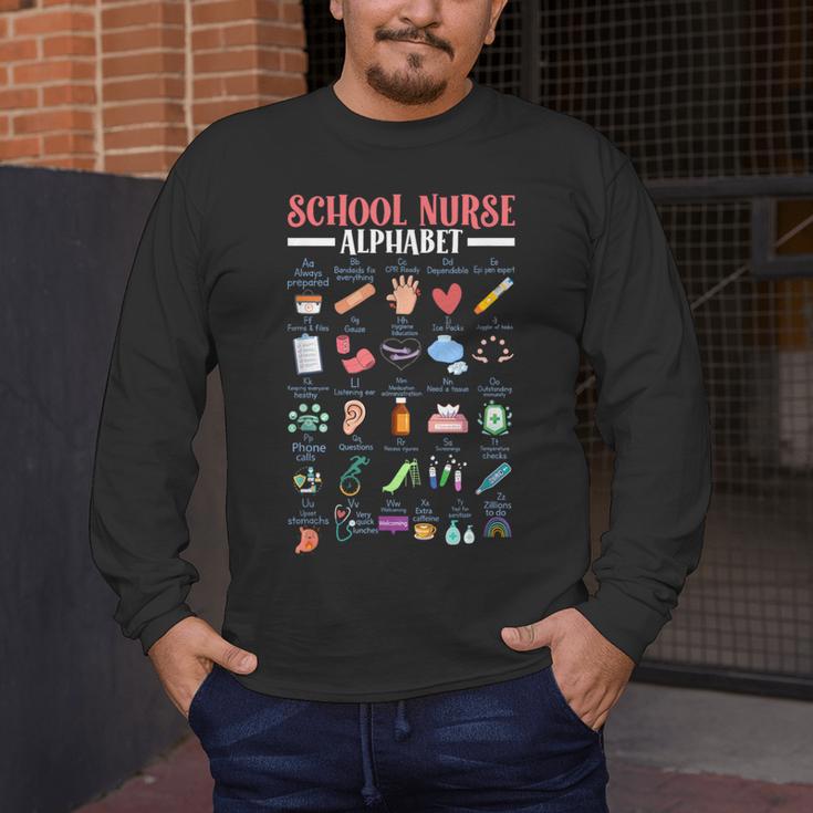 ABC School Nurse Alphabet Student Teacher Health Worker Men's Long Sleeve T-Shirt, funny design