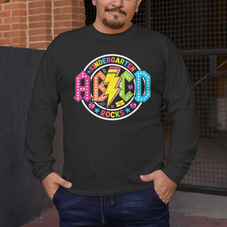 ABCD Kindergarten Rocks Back To School Teachers Students Men's Long Sleeve T-Shirt, funny design ABCD Kindergarten Rocks Back To School Teachers Students Men's Long Sleeve T-Shirt, funny design