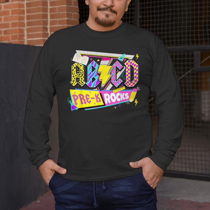 ABCD Pre-K Rocks Back To School PreK Kindergarten Teacher Men's Long Sleeve T-Shirt, funny design