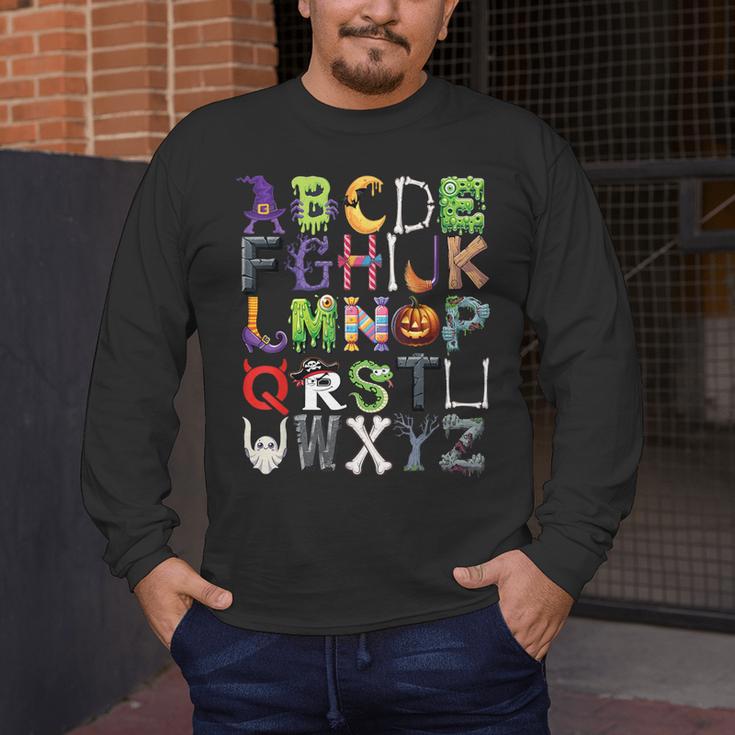 ABCs Alphabet Halloween Learning Kindergarten Teachers Men's Long Sleeve T-Shirt, funny design