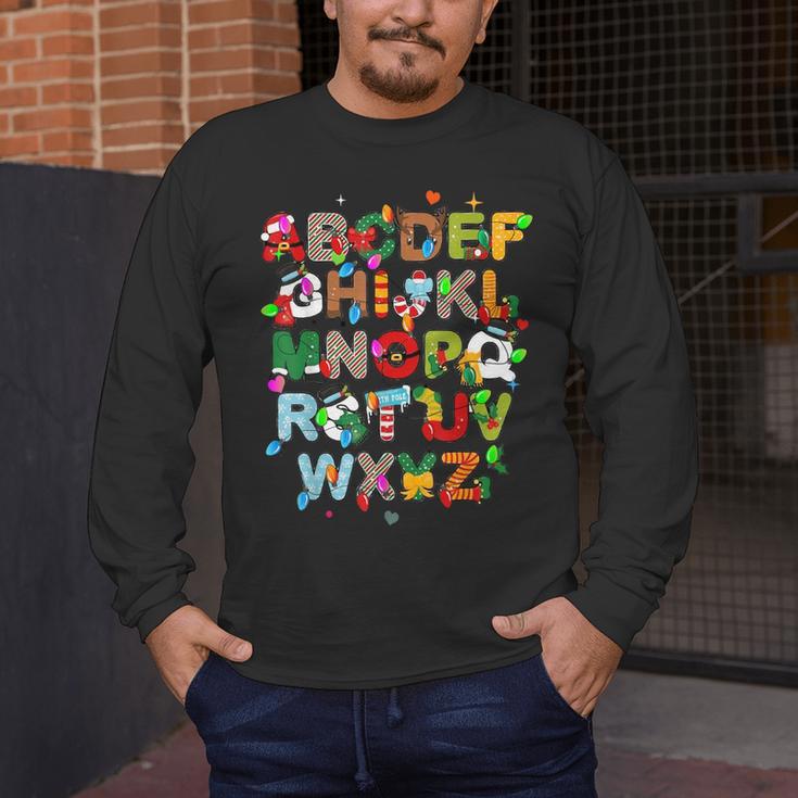 ABCs Learning Kindergarten Teacher Christmas Lights Alphabet For Men Women Kids Men's Long Sleeve T-Shirt, funny design