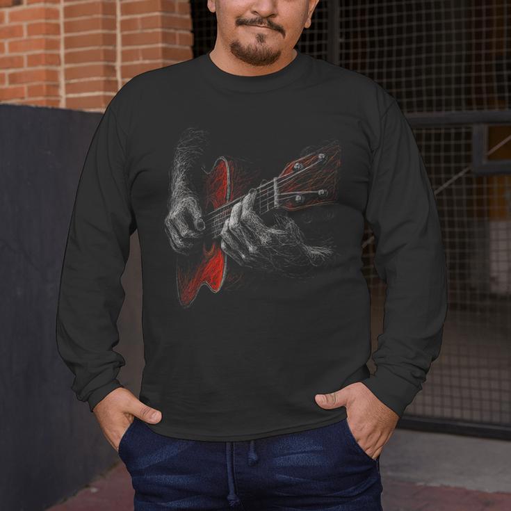 Acoustic Guitar Player Shirt Vintage Music Teacher Guitarist Men's Long Sleeve T-Shirt, funny design