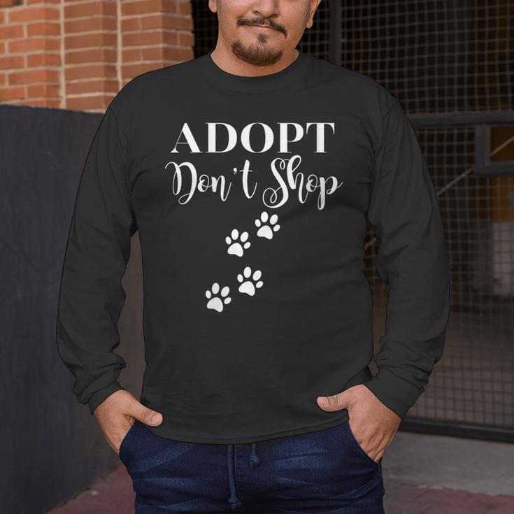 Adopt Animals Don't Shop For Them Men's Long Sleeve T-Shirt, funny design