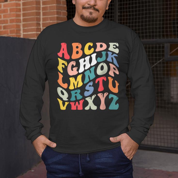 Alphabet Hi Back To School ABC Pre K Kindergarten Teacher Men's Long Sleeve T-Shirt, funny design