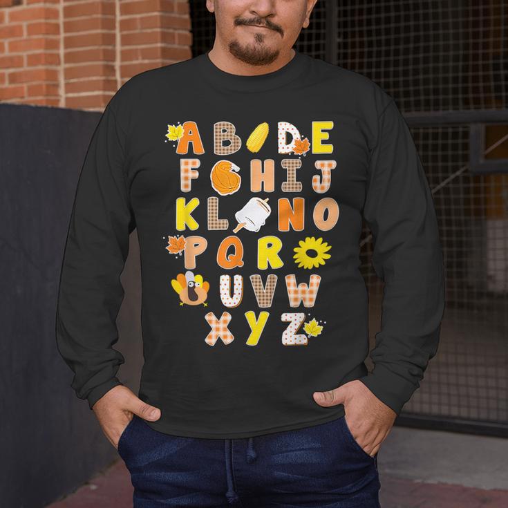 Alphabet Turkey Thanksgiving Costume Preschool Teacher Men Women Men's Long Sleeve T-Shirt, funny design